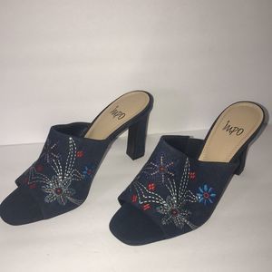 IMPO  blue embroidered sandals heels size 9